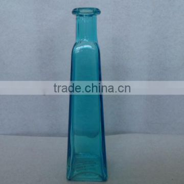 blue color long glass vase