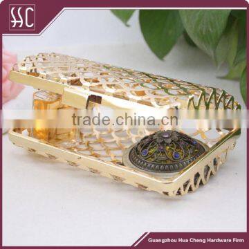 2016 Shiny Golden Metal Mesh Box Clutch Frame Gridding Clutch Wallet for Ladies photo-4