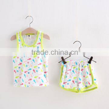 Wholesale Types of Cartoon Printed Comfort Summer Wear Children Tank Top Shorts Sets, Kids Clothes Set photo-2