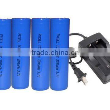 3.7v Lithium-ion 2200mah Batteries ICR18650 battery with charger