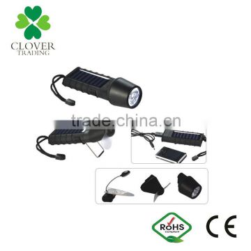 Multi-function mobile phone and USB charger high power rechargeable 3 led solar flashlight