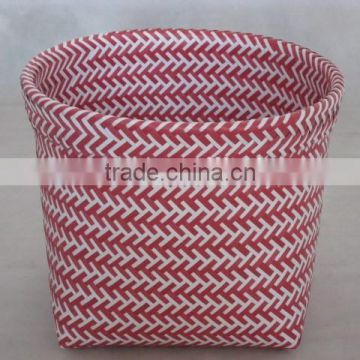 PP strap weaving zig zag round top square bottom basket set of 2