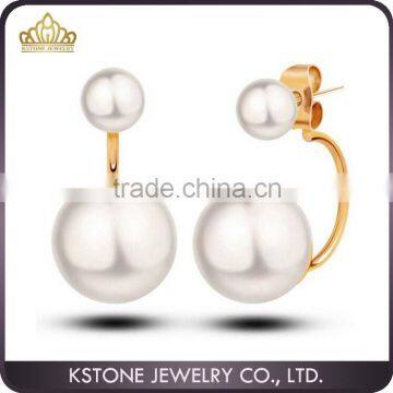 KSTONE 2015 New Design Fashion Style Beautiful Stud Earrings for Lady Double Pearl Stud Earrings