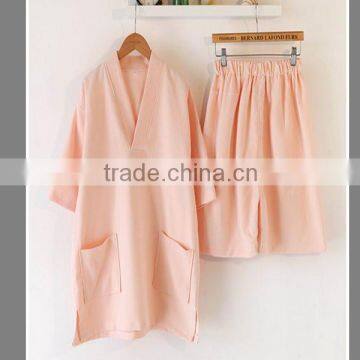 Waffle Bathrobe Orange Spa Robe Cotton Hotel Bathrobe