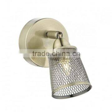 Factory price hot sale the lighting book lowell antique brass single wall light with mesh shade