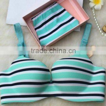 ladies ban stripe printing basic bra and panties