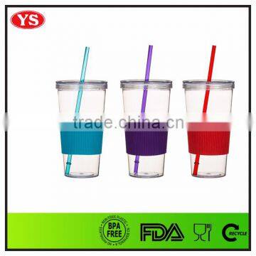 24oz Bpa Free Reusable Clear Plastic Cups With Straw