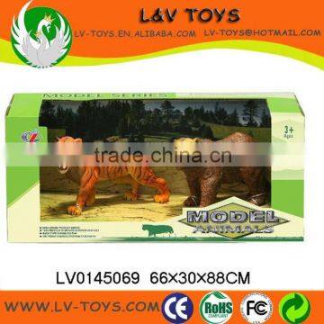 Simulation plastic animal toy bear and tiger wild animal models 2 in 1