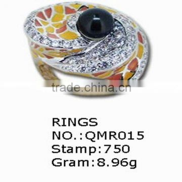 QMR015 High Class Products,Best Service and Good Price Solid Gold Enamel Ring With Gemstones