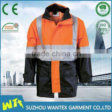 safety reflective working parka two tone workwear winter clthing men warming padding jacket parka