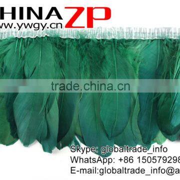 NO.1 Supplier CHINAZP Wholesale Selected Prime Quality Dyed Kelly Green Goose Satinettes Feathers Plumage Trim Fringe photo-3