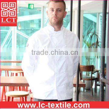 Supply 2015 Newest Design 245gsm Drill Fabric Chef Coat Uniform With Stiff Cuffs for Roll up Sleeve(LCTU0022) photo-3