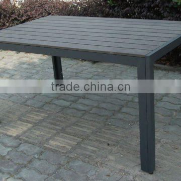 Rectangular aluminium wooden table