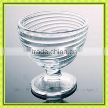 Eco-friendly traditional ice cream glass bowl,sundae glass cup with sloping lines