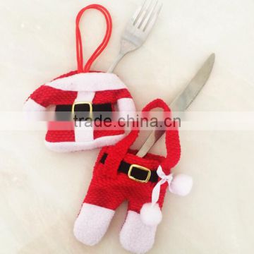 Promotional christmas decoration, christmas small clothes and pants tableware case, cover, bag, knife and fork bag