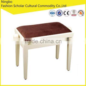 white wooden adjustable piano stool with Corduroy cushion