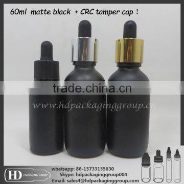 60ml matte black frosted ejuice glass childproof tamper cap