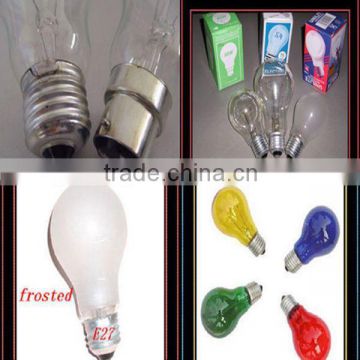 professional manufacture 25w 40w 60w 75w 100w 200w 500w clear frosted color GLS incandescent bulbs