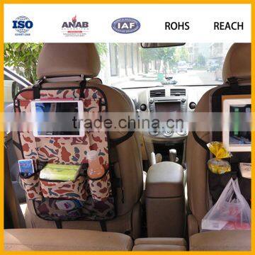 Car organiser with clear tablet pocket. Ideal for storing your baby wipes