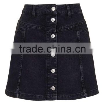 Guangzhou Factory Manufacturer Single Breasted Buttons design A Line denim skirts women Custom