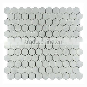 High quality 2.5x2.5 hexagon marble tile floor carrara white tiles