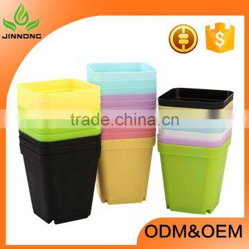 2016 hot sale jinnong small square colorful plastic plant flower gardening pots