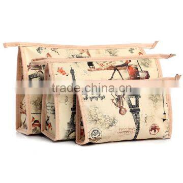 Newest Styles three pieces set paris tower printings Cosmetic Bag