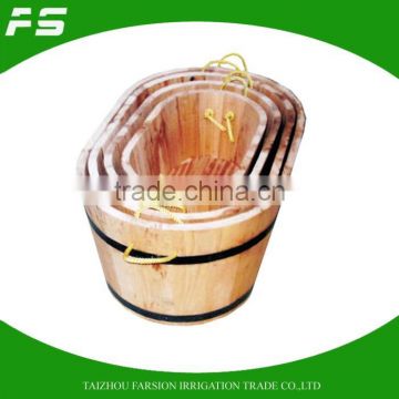 Natural Fir Wooden Oval Shape Garden Flower Planter Pot