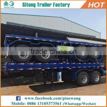 Durable 20ft 40ft Container Transport Semi Trailer 30 Ton Low Flatbed Semi Trailer photo-5