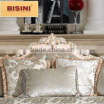 Bisini European Elegant Handcarved Wooden Fabric Sofa For Villa photo-5