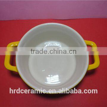 Stocked Korean Style Colorful Yellow High Ceramic Soup Pot