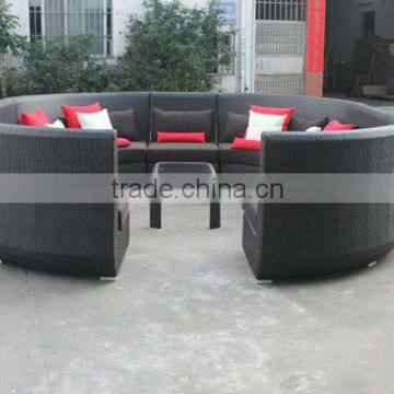 Black color round sofa set high quality rattan outdoor furniture