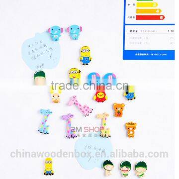 Hot Sell Wooden Fridge Cartoon Label Stickers With Magnet