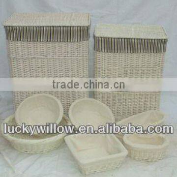 natural material wicker laundry baskets&bins with elegant lining (factory provide)