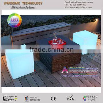 rechargeable waterproof glow cube stool / plastic cube