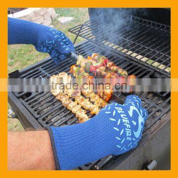 Certified 932F Silicone Heat Resistant Grilling BBQ Gloves for Cooking Baking Barbecue Potholder