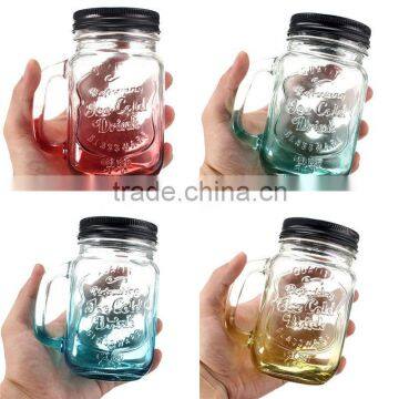 Drinking Glasd Mason Jar With Handle Lid Straw Party Mug Glass Cup photo-6