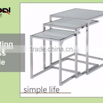 High Quality Durable Tempered Glass Coffee Nesting Metal Side Table photo-3