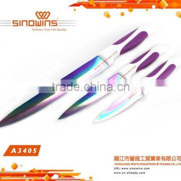 A3405-2 New Design 5pcs Colorful Titanium Blade Stainless Steel Kitchen Knife Set photo-5
