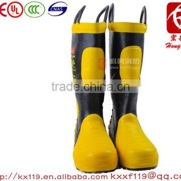 Fire equipment Manufacturer 2015 New Desgin resistant steel toe rubber Fire Fighting Boot