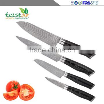 2017 High quality Manufacturers selling high-end four-piece kitchenware multi-function colour wood Damascus knife