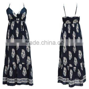 Spaghetti Strip Printed Tunic Maxi Dress