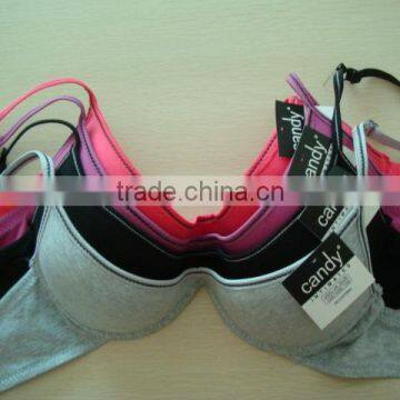 js-1005 Popular Comfortable Sexy half cup Plain Sports bra with embossing letters (accept OEM)