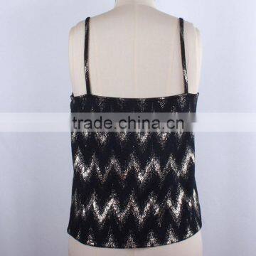 New Arrivals Gold Foil Print Manufacturing Fashionable Top Ladies Stripe Top photo-3