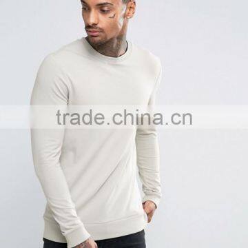 2017 Custom Long Sleeve Crew Neck Without Hood Men's 96% Cotton 4% Elastane Casual Skinny Tight Sweatshirt