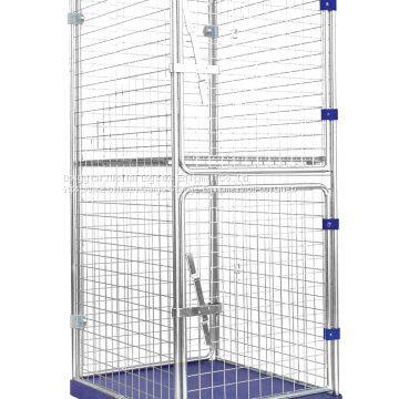 Supermarket Metal Wire Mesh Folding Roll Handling Cage Trolley