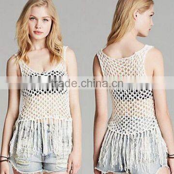 best-selling cheap sexy girls women cut-out sleevless crochet tops vest