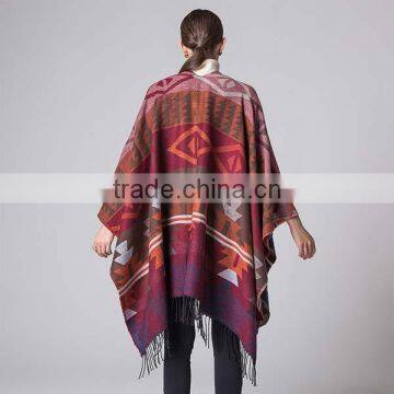 Special Design New Year Ladies Scarf Rhombus Shape Printed National Wind Women Muffle With Tassels photo-3