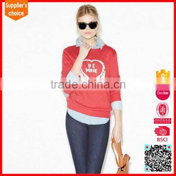 Hot fashion long sleeve custom lady sweater free knitting patterns intarsia