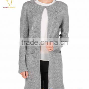 Open Front Winter Women Cashmere Cardigan Coat With Pockets